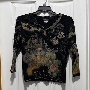 Impulse Black and Gold V-Neck Tee